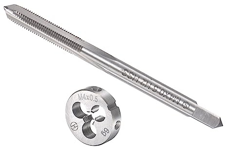 CoCud Taraud et Matrice Ensemble, M4 x 0.5 Filetage, Métrique Haute-vitesse Acier Machine Vis Taraud & Rond Outil Trousse - (pour Filetage Tapotement Réparation), 1-Ensemble
