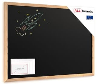 ALLboards Schwarze Kreidetafel 70x50cm mit ECO-Holzrahmen, abwischbare Tafel für Restaurant, Menüboard