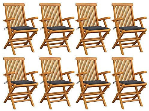 GuyAna Gartenstühle mit Anthrazit Kissen 8 STK. Massivholz Teak Gartenstuhl Balkon StüHle