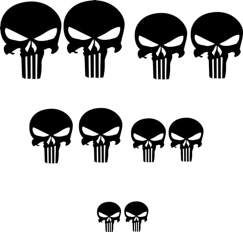 Totenschädel Aufkleber Motorrad Totenkopf Skull Sticker Motocross 10 Schädel Set Motorrad Wohnmobil (Glanz Schwarz)