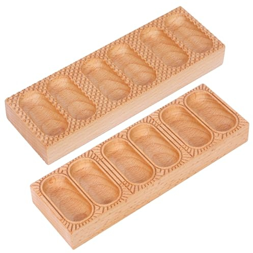 Gartely Wooden 2 in 1 Doppio Ravioli Mold Maker, Reversible Ravioletti Moulds, Handmade Italian Fresh Pasta Making Board Tray