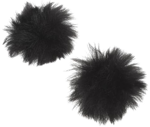 jojofuny 2pcs Lapel Microphone Windscreens Plush Cover Microphone Isolation Shield for Live Streaming Recording Black Accessory