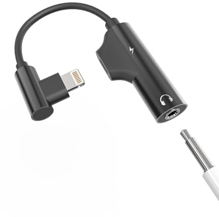 for iPhone Headphone Adapter (2in1)3.5mm to Lightning Jack Splitter for Apple MFI Certified AUX Charge Cable Audio Charging Dongle Converter for 14 13 12 11 Pro Max 7 8 Plus X Earbud Charger Connector