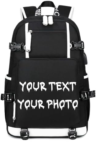 Jaucin Personalisierter Foto-Rucksack, Individueller Schultasche mit Foto/Text. 17-Zoll Reiserucksäcke für Männer und Frauen - wunderbares Geschenk für Semesterbeginn, Arbeit, Weihnachten