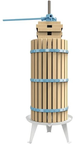 SQUEEZE master Spremiagrumi XL per frutta, sidro di mele, vino classico, blu, 30 l, in legno massello, spremiagrumi tradizionale vintage, barra con manico per succhi, vino, sidro, 1 sacchetto filtro