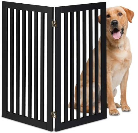 Relaxdays Hundeabsperrgitter, freistehendes Schutzgitter, HxB: 91,5 x 103 cm, MDF, zusammenklappbar, Türgitter, schwarz