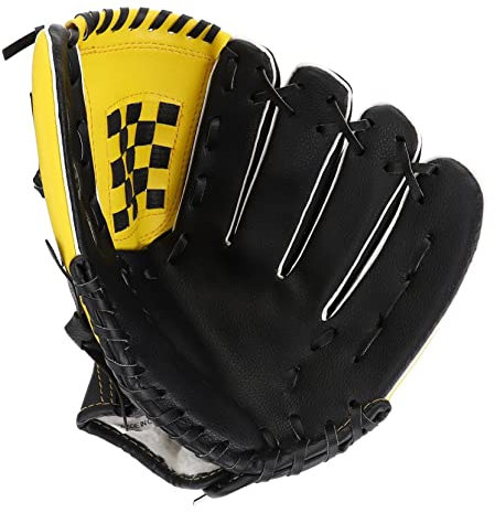 TOGEVAL 1stück Baseball-handschuh Für Softball Gelb-schwarz Strapazierfähiges Design Für Anfänger Und Wettkämpfe Leicht Und