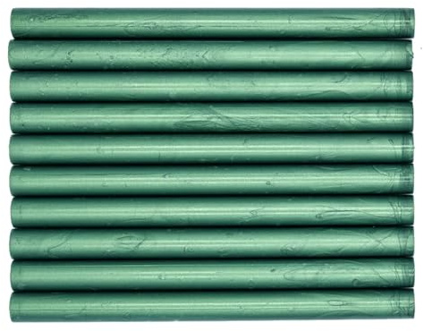 Siegellack Sticks 11mm, FaJoek 10 Stück Siegelwachs Stangen 13.5 cm, Siegelwachs Stäbe, Wachssiegelstäbe, Klebepistole Siegelwachsstäbe für Wachssiegelstempel, Umschlag, Einladungen(Grass Green)