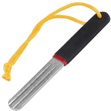 TENGEE Doppelseitiger Sharpener Fischhakenschärfer,Hakenschärfer Angeln | mit Umhängeband und Rot Griff,Praktisches Tragbares Schleifstein,Dart Schärfer Angelhaken Schärfer,für Outdoor Angeln