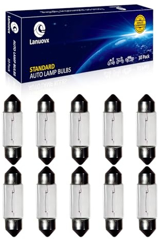 Lanuovx 10 Stück Soffittenlampe 12V 5W 6423 C5W Sv8.5-8 T3.25 10x36mm Xenon-Licht Kennzeichenbeleuchtung, Innenraumlicht, Kofferraumlampe für PKW