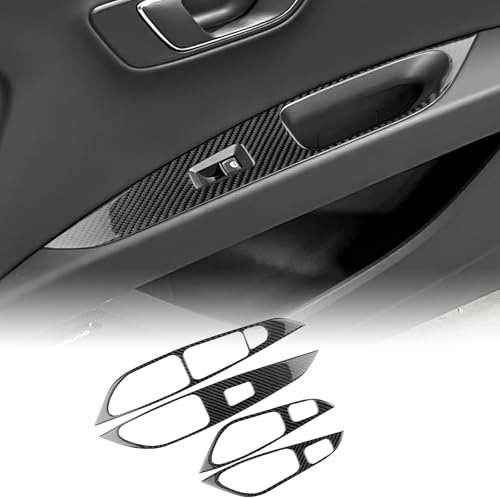 KUNGKIC Para Seat Leon MK3 2013-2020 Puerta Interior Panel de Control de Cristal de Ventana Interruptor de Elevación Consola Cubierta de Fibra de Carbono Pegatinas Interior Accesorios, Regalo