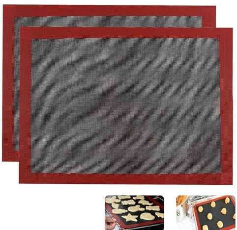 2Pcs Perforated Silicone Baking Mat 15.7 x 11.8 in Baking Sheet Reusable for Oven Non Stick Pastry Mats Heat Resistant -94-482°F for Cookies, Macarons, Pastry, Bread and Food Preparation