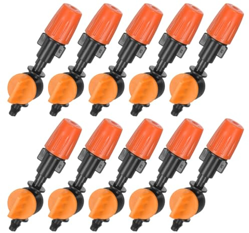 M METERXITY Confezione da 10 emettitori spray per irrigazione da giardino, 180 gradi, 1/4 di pollice, irrigatori a goccia spinati per prato/aiuola/giardino, raccordi gocciolatori regolabili