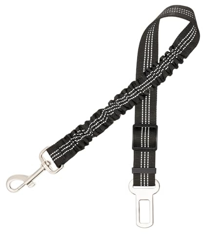 Aerkersun Dog Seat Belt for Car - Adjustable Dog Car Safety Harness, Elastic Cushioning Seatbelt Leash, Reinforced Metal Buckle Anti-Tangle Design, for Small and Medium Pets (Black)