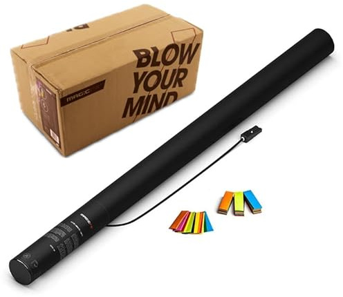 ZENDA CLUB® - Juego de 20 cánones para confeti eléctricos, multicolor, 80 cm, compatible con máquina de confetis, alcance 14 m, ideal para fiestas y eventos