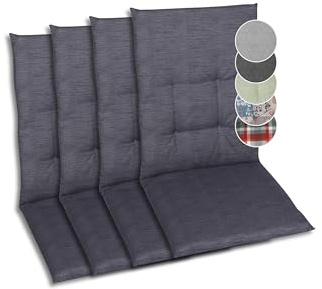 GO-DE Textil Bequeme und attraktive Polsterauflagen für Niederlehner-Gartenstühle (4er-Set, Uni anthrazit, Niederlehner)