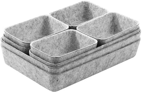 8 Stück Schubladen Organizer,Schubladen Organizer Filz, stapelbare organizer schublade, geeignet für Schreibtisch, Frisiertisch, Büro, Nachttisch, Kleiderschrank (Hellgrau)