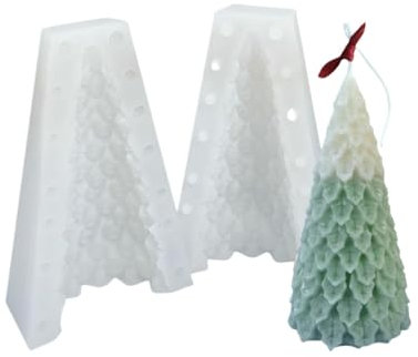 OUXUNDAI Moule Bougie Arbre De Noël Aromathérapie Bougie Silicone DIY Pignons De Pin Plâtre Diffuseur Pierre Ornement Gâteau Moule-Arbre De Noël De Pin À Feuilles Tombantes - Pochoir SD - 65