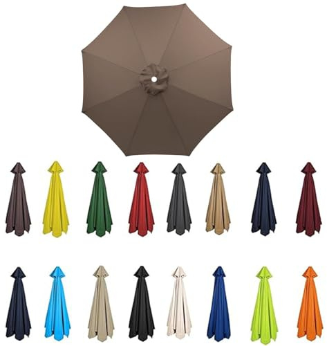 2m-3.5m Replacement Parasol Canopy, Umbrella Replacement Fabric, UPF 50+ Garden Parasol Replacement Canopy, Outdoor Replacement Fabric, 6/8 Rib for Garden Umbrella (Khaki C,6ribs:2.5m/8.2ft)