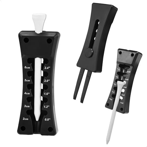 duozoanz Pitchgabel Golf Tees, Golfball Marker Golf Pitchgabel Golfzubehör Alignment Stick, Golfbälle Golftees Tee Accessories Golf Club Geschenke für Golfer, 3-IN-1 Golf Tees