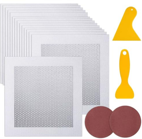 Asaisimg – Kit de réparation de cloison sèche, patch de réparation autocollant en maille avec grattoir et papier de verre, kit de réparation de cloison sèche pour plafond, patch de plafond en