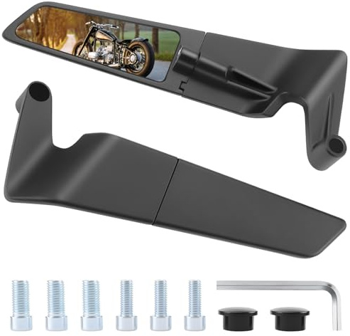 Liwogi 2 Pcs Aerodynamic Motorbike Rear View Wing Mirrors Universal Motorcycle Side Handlebar Mirrors 360°/210° Adjustable, Anti-Shake Design, Fits Most Motorbikes 8MM/10MM Fitment