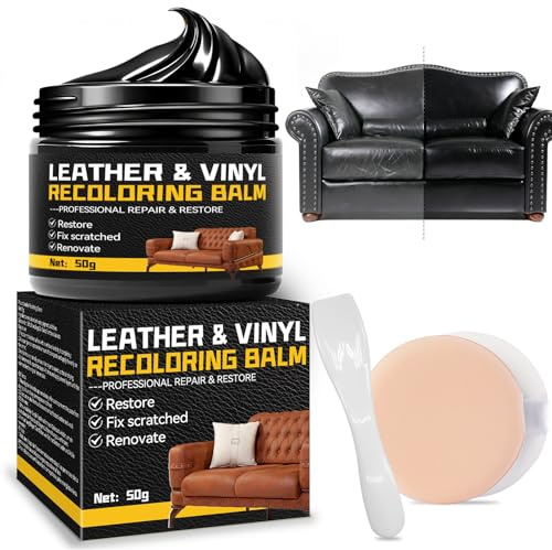 Inpumo Leather Recoloring Balm, Leather Repair kit, 50g Leather Color Restorer for Faded & Scratched Leather Couches, Car Seats, Clothing, Accessories (Black)