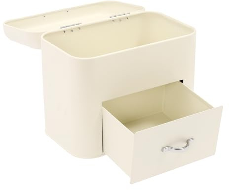 SuhoFutus Bread Box for Kitchen Countertop Modern, with Airtight Lid Bread Box, Double Metal Bread Container, for storing breads, pastries 30 * 20.5 * 26.5cm(Milky White, Green, Black) (Milky White)