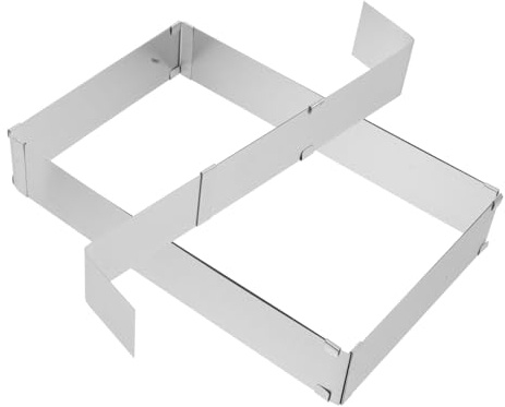 VINTORKY Anillo Ajustable Inoxidable para Mousse y Tartas Molde Rectangular Extensible para Repostería Profesional Accesorio Versátil para Pasteles y Postres