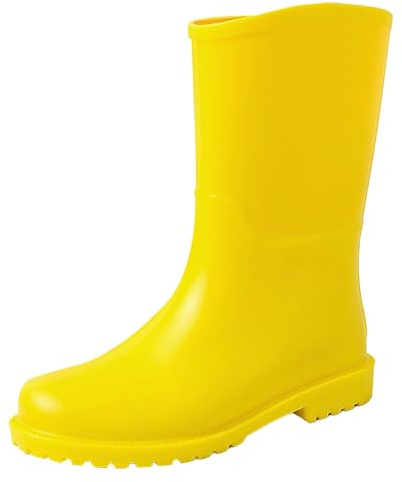 Stivali impermeabili da donna, alla moda, antiscivolo, per esterni, antivento, resistenti all'abrasione, suola spessa, scarpe da lavoro, leggeri da pesca, comodi da giardino, giallo., 37 EU