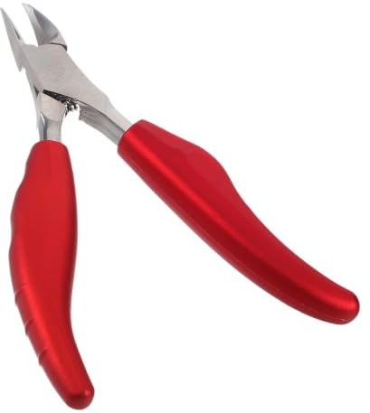 Cortaúñas de Acero Inoxidable para Uñas Pies, Rojo | Diseño Curvo para Uñas Gruesas o Encarnadas, Agarre Antideslizante de Goma y Plástico