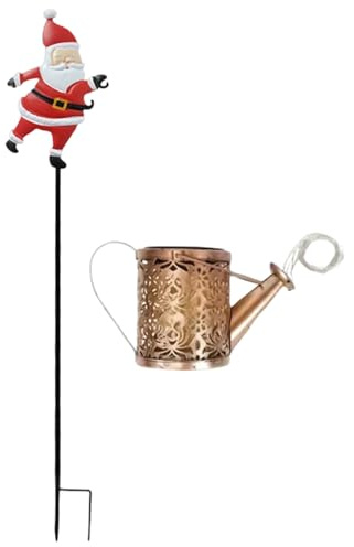 Lampada solare a LED per esterni, impermeabile, decorazione natalizia con annaffiatoio vintage, illuminazione luminosa a risparmio energetico, ideale per prato, giardino, sentiero a bordo piscina o
