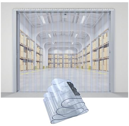 SHUDONGDEN Streifenvorhang, PVC-Streifenvorhang-Set, PVC-Türstreifen for Lagerhäuser, Fabriken, Supermärkte, Einkaufszentren, Lagerhallen, leicht zu reinigen(W135xH240cm/W53.15xH94.49in)