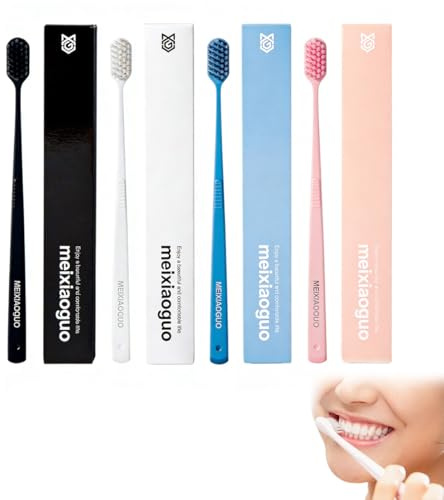Androxeda 4 Spazzolini Manuali da Denti, Set Famiglia, Setole Morbide e Dense, Multi Colori (Nero, Bianco, Blu, Rosa), per Uso Quotidiano, Adulti e Bambini