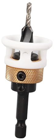 Hamwesh Set di Punte per Trapano per Svasatore, 3,2x8 Mm 4 Scanalature 1/4 Codolo Esagonale Set di Punte per Legno per Legno in Acciaio Legato, Punta per Trapano per Svasatore Regolabile con Chiave di