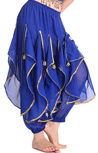 Baisdan Harem Pants - Costume da Danza del Ventre, Indiano, Arabo, Tribale, Ondulato, Pantaloni, Blu Navy, Taglia Unica
