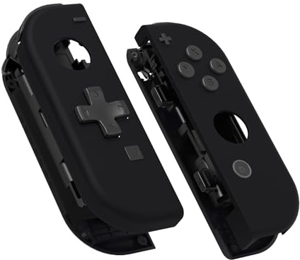 eXtremeRate NS Joycon Hülle & Buttons, DIY-Ersatz Gehäuse D-Pad Ver. Case Grips & Knöpfe Skin Shell Ersatzteil für Nintendo Switch/Switch OLED Joycon Controller-Schwarz [KEIN Joy Con]