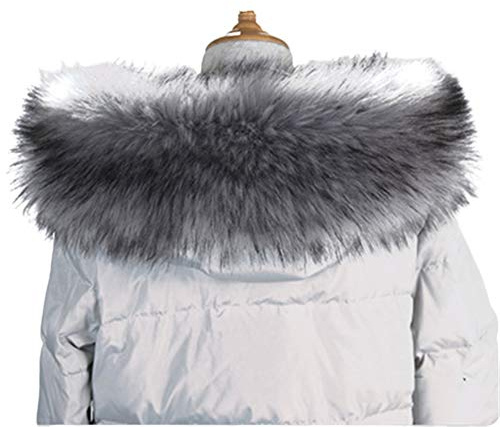 Collare in pelliccia sintetica con cappuccio, sciarpa, scialle, stola, scaldacollo per cappotto invernale, giacca parka, Grigio, 72cm/28.3