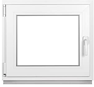 Framex Premium Kellerfenster - Kunststofffenster Weiß BxH 600 x 500 mm - Garagenfenster/Gartenhaus Fenster BxH 60 x 50 cm 2-fach Verglast - Din Links-Funktion Dreh Kipp Fenster-Alle Größen