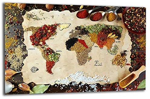 TMK | Piastra di copertura per fornelli, 80 x 52 cm, 1 pezzo di copertura per piano cottura a induzione, protezione da schizzi e piano di vetro, decorazione tagliere, map spezie