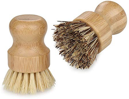 ZOCIPRO 2 Pezzi Spazzola Piatti di Bambù, Spazzola Ecologica e Sana in Bambù per la Pulizia di Lavandino in Metallo Pressofuso, di Bagno, Spazzola per Piatti Naturali con Setole Dure e Morbide