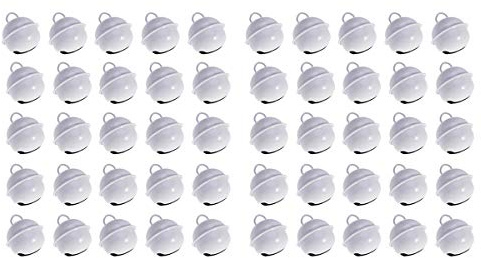 VORCOOL 50 Pcs 22mm Bunter Weiß Glocke，Farben Weiß Schellen Bunte Metallglöckchen，Glöckchen zum Basteln Kleine Glocke Schellen für Weihnachtsdekoration DIY Schlüsselanhänger