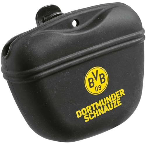 HUNTER BVB Snackbeutel für Hundeleckerlies | lebensmittelgeeignetes Silikon, in stylischem BVB Motiv, Farbe: Schwarz/Gelb, Maße: 13 x 11 x 5 cm