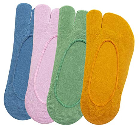Holibanna 4 Paar Mädchen Socken Sommer Split-Toe Socken Atmungsaktive Zwei-Zehen Weiche Rutschfeste Bunte Kinder Für Alltag Und Freizeit