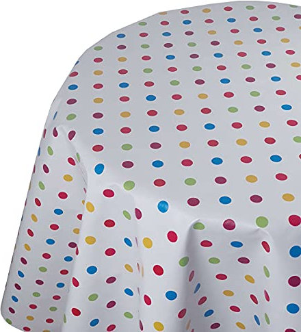 Wachstuch Wachstischdecke Tischdecke Größe wählbar Punkte Bunt Oval 130 x 200 cm abwaschbar Gartentsichdecke