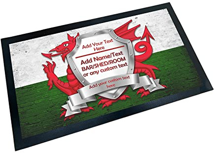 ShopQuality4U Welsh Flag Bar Runner Gripped Rubber Backing 44 x 25cm (17.3 x 9.8) Bar Mat