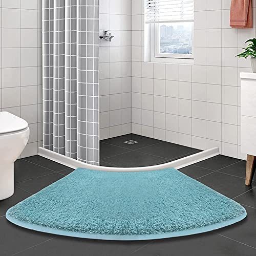 WNRGXYF Badematte Halbrund, Duschvorleger Eckdusche rutschfest Gebogene Duschmatte Hochflor Aus Mikrofaser Waschbar,Weiß,45X100CM