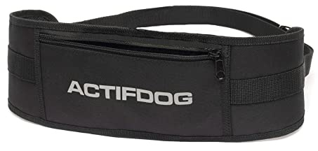 ACTIFDOG Sportbälte, mycket lätt för löpning eller handfree-promenad, justerbar, reflekterande logotyp (svart, L: 100–120 cm)