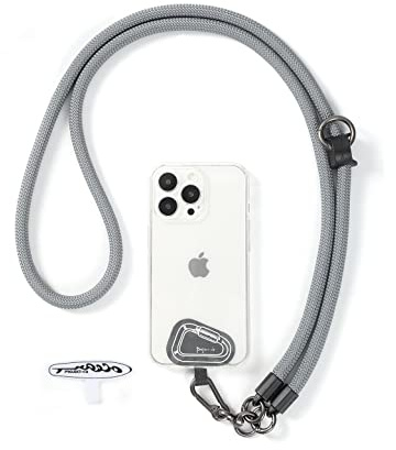 Project-cb Handy Umhängeband 1,Handyband Pads 2,Universelles Verstellbares Handy Trageband,Umhängen,PUmhängen für den Hals,Handy Lanyard,Handy Anhänger(Grau)