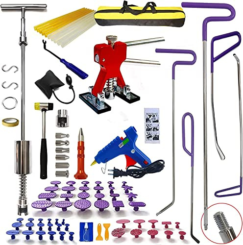 CYGOODS 90 pz/kit di riparazione di ammaccature non verniciate per carrozzeria, linguetta scorrevole, asta di traino, penna in acciaio inox, nastro adesivo per lavori carrozzeria